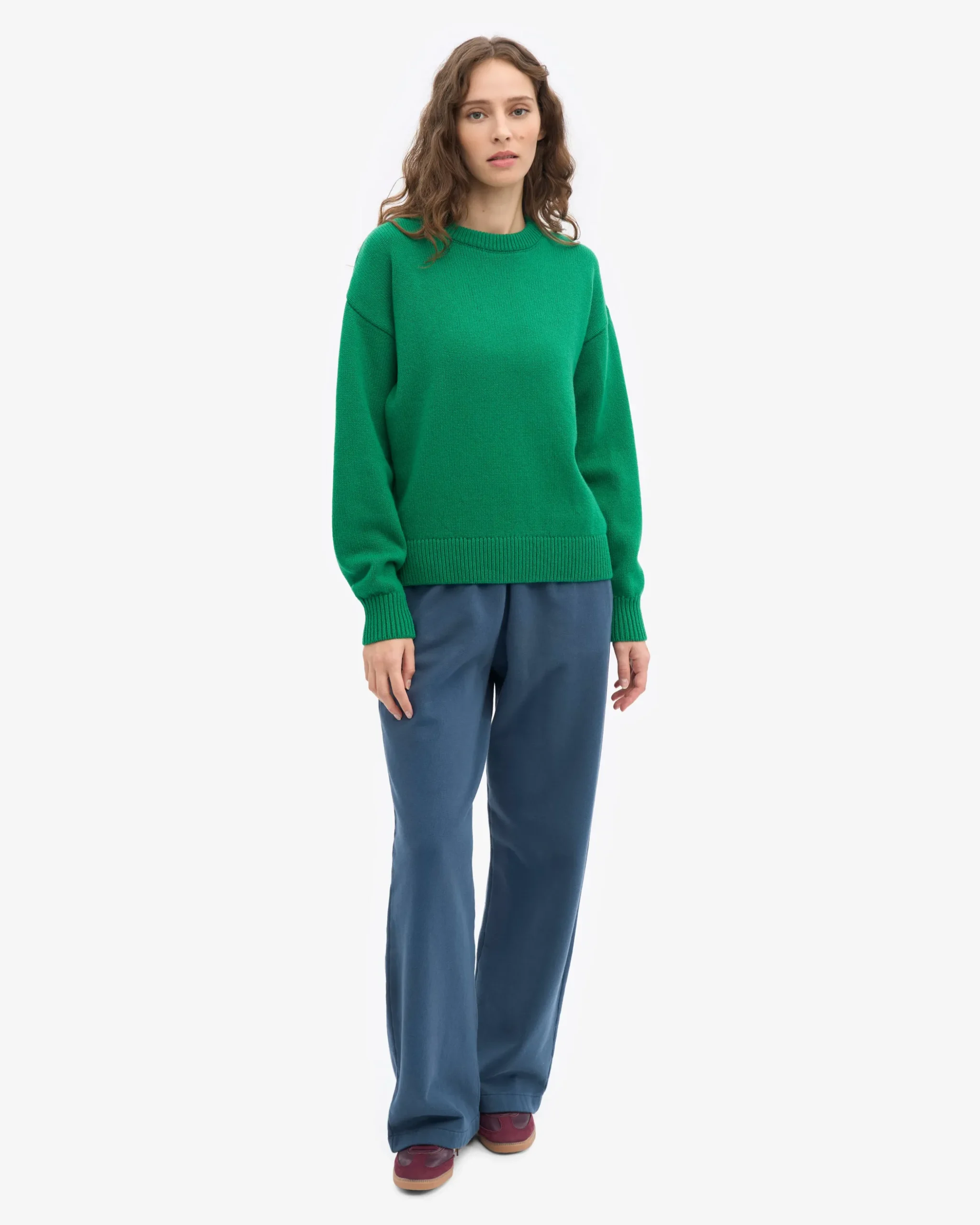 Oversized Merino Wool Crew - Kelly Green