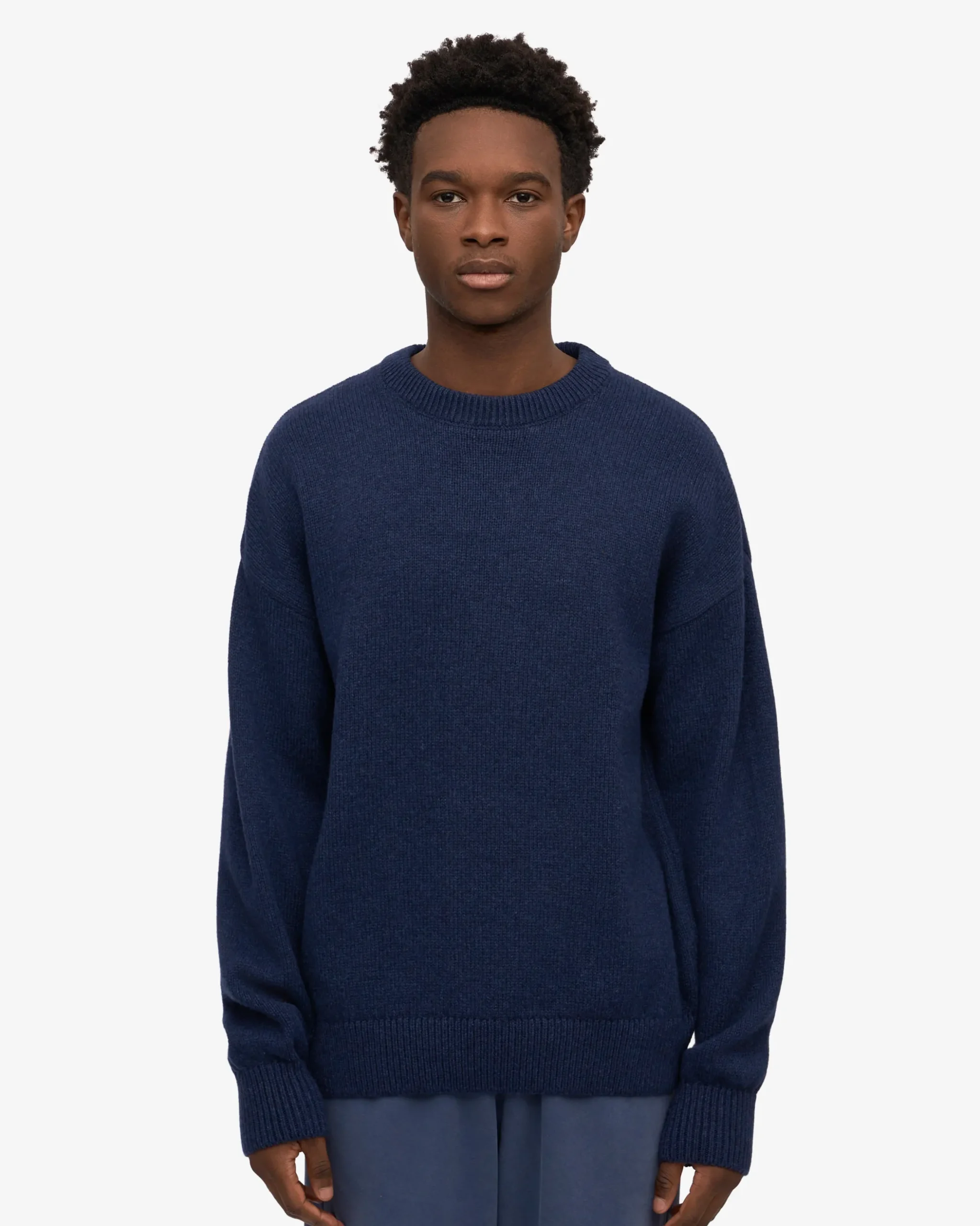 Oversized Merino Wool Crew - Marine Blue