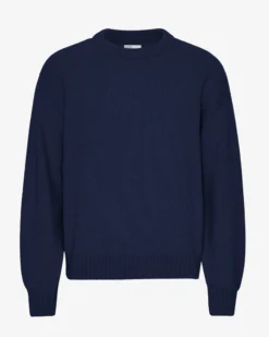 Oversized Merino Wool Crew - Marine Blue