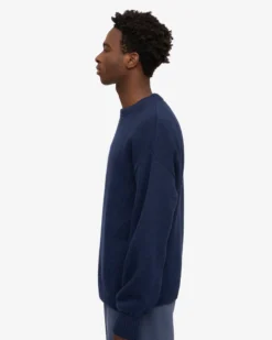 Oversized Merino Wool Crew - Marine Blue