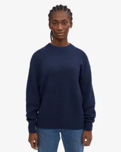 Oversized Merino Wool Crew - Marine Blue