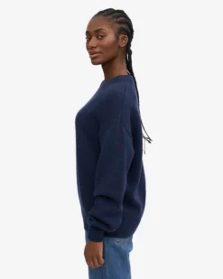 Oversized Merino Wool Crew - Marine Blue