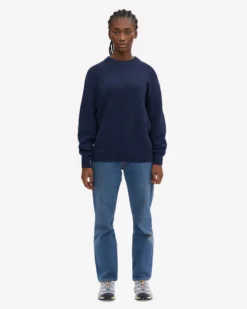 Oversized Merino Wool Crew - Marine Blue