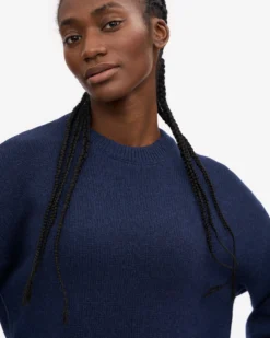 Oversized Merino Wool Crew - Marine Blue