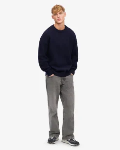 Oversized Merino Wool Crew - Navy Blue