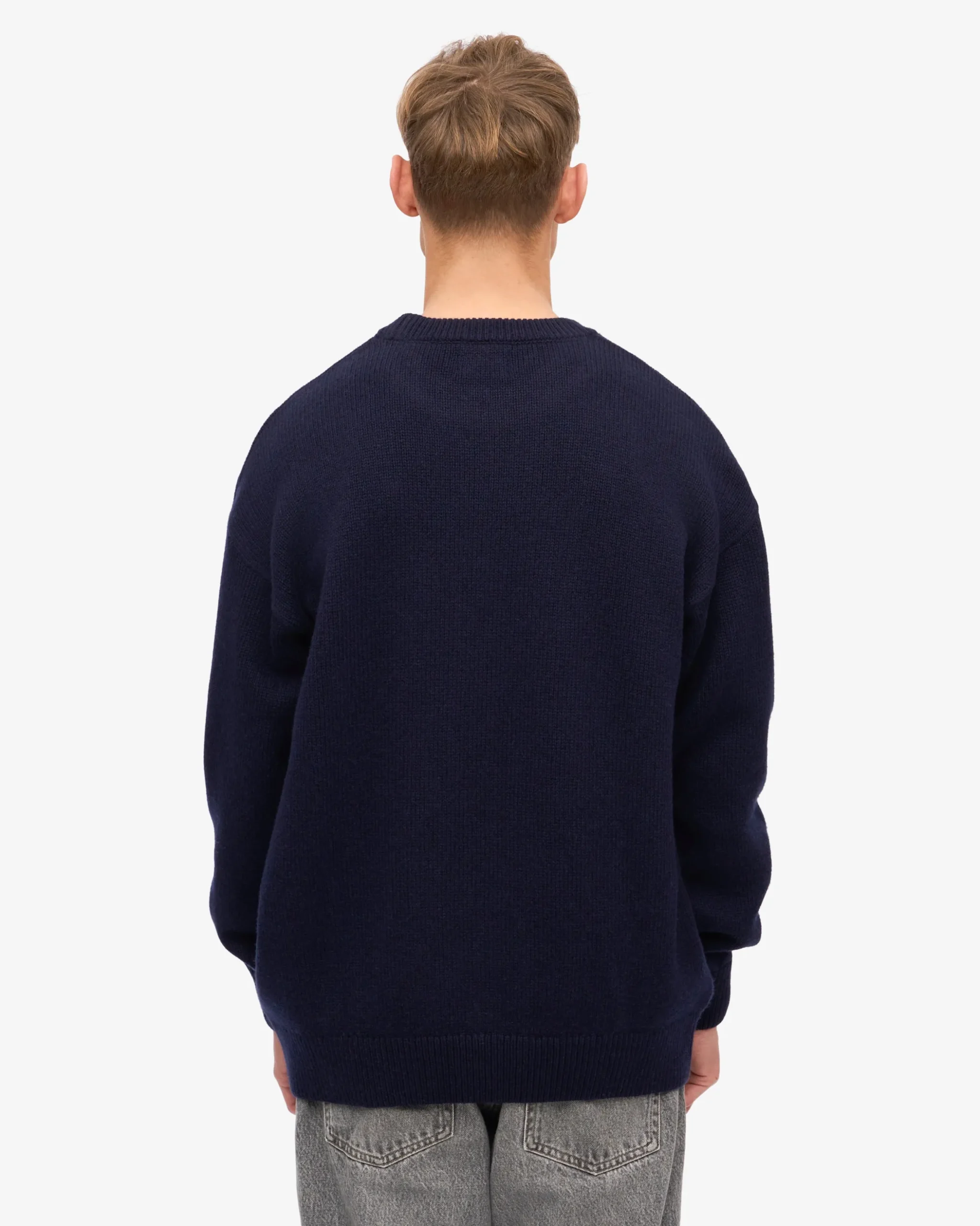 Oversized Merino Wool Crew - Navy Blue