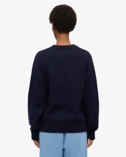 Oversized Merino Wool Crew - Navy Blue