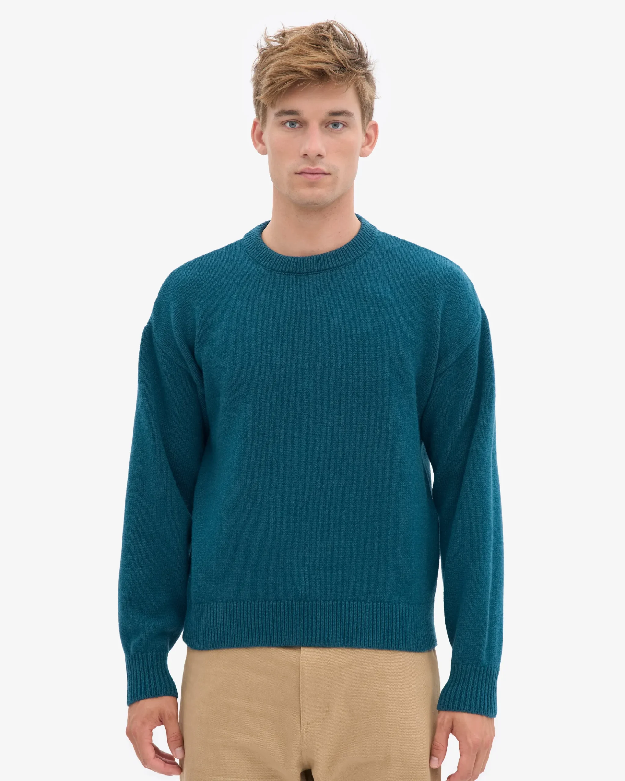 Oversized Merino Wool Crew - Ocean Green