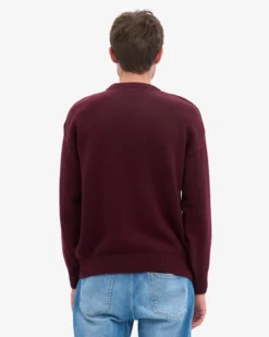 Oversized Merino Wool Crew - Oxblood Red