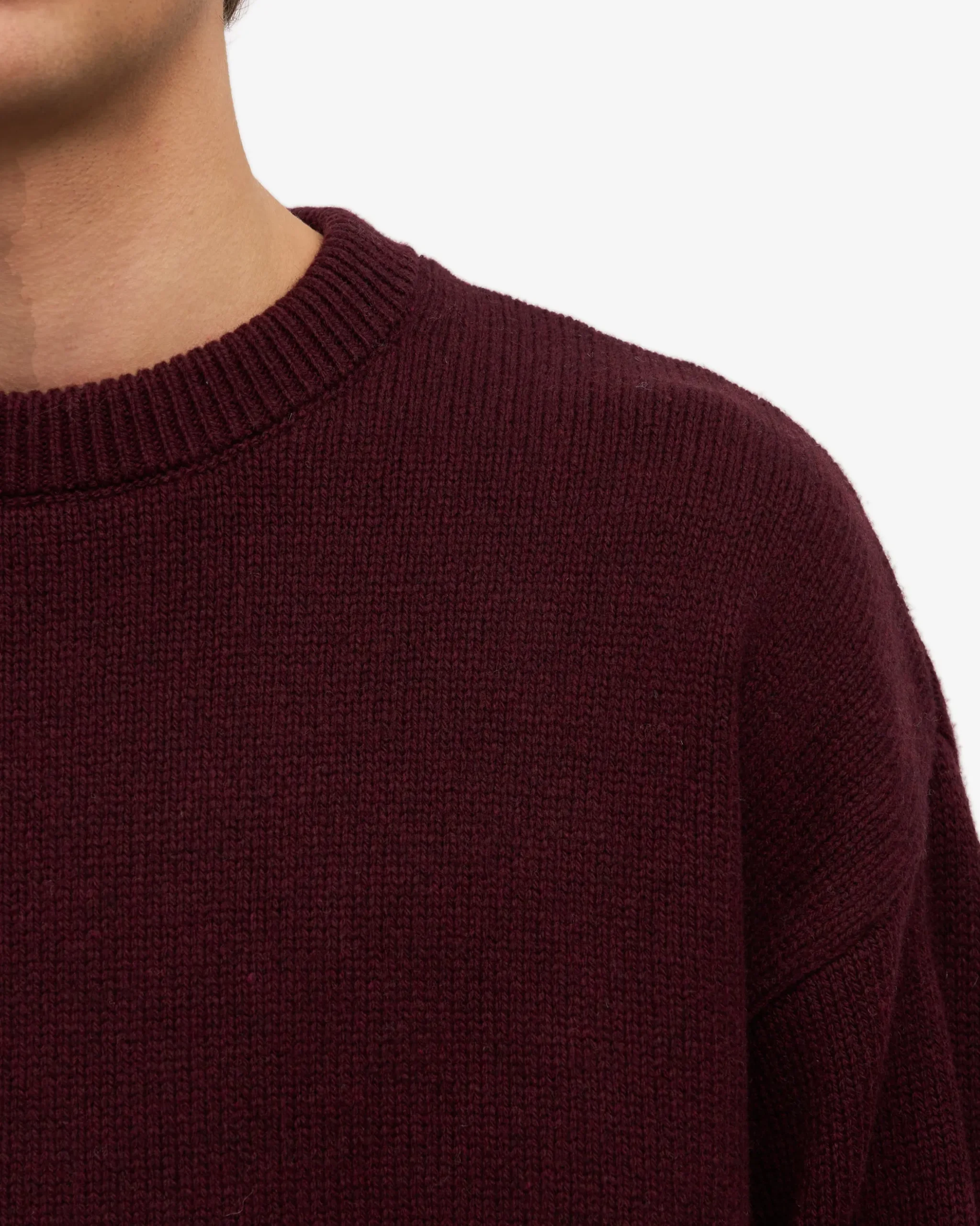 Oversized Merino Wool Crew - Oxblood Red