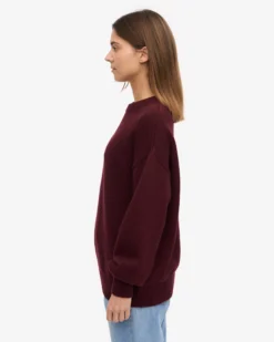 Oversized Merino Wool Crew - Oxblood Red