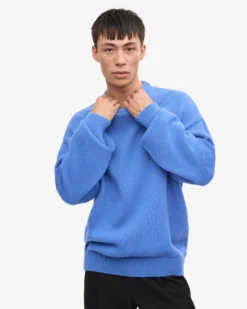 Oversized Merino Wool Crew - Pacific Blue