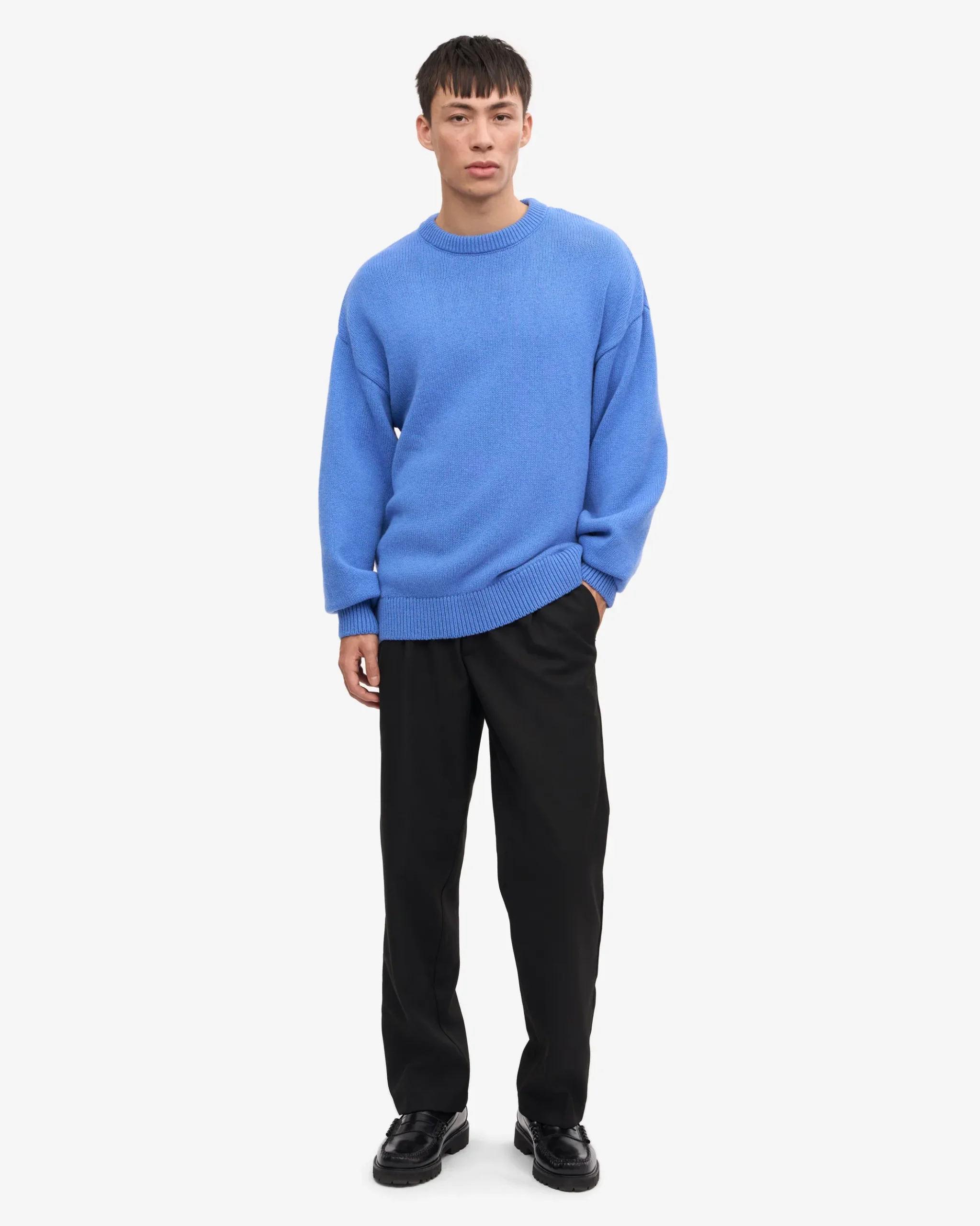 Oversized Merino Wool Crew - Pacific Blue