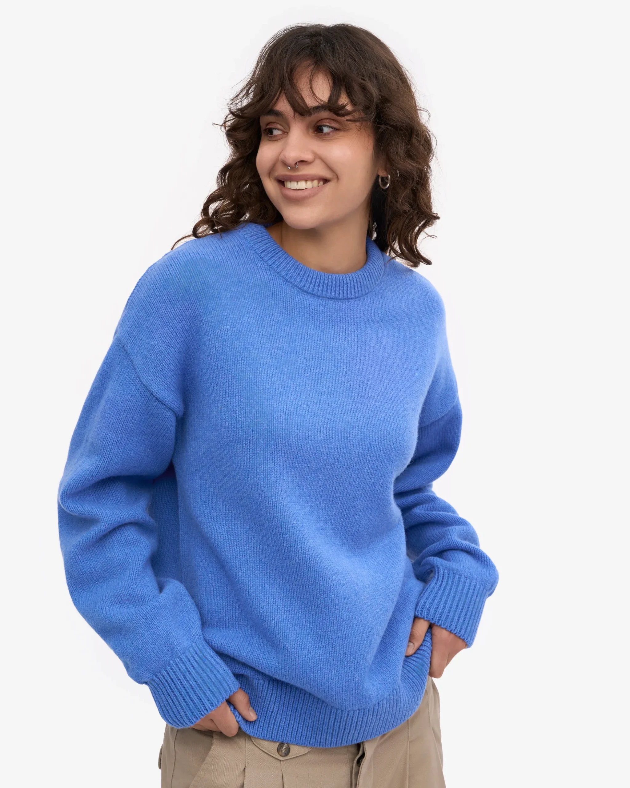 Oversized Merino Wool Crew - Pacific Blue
