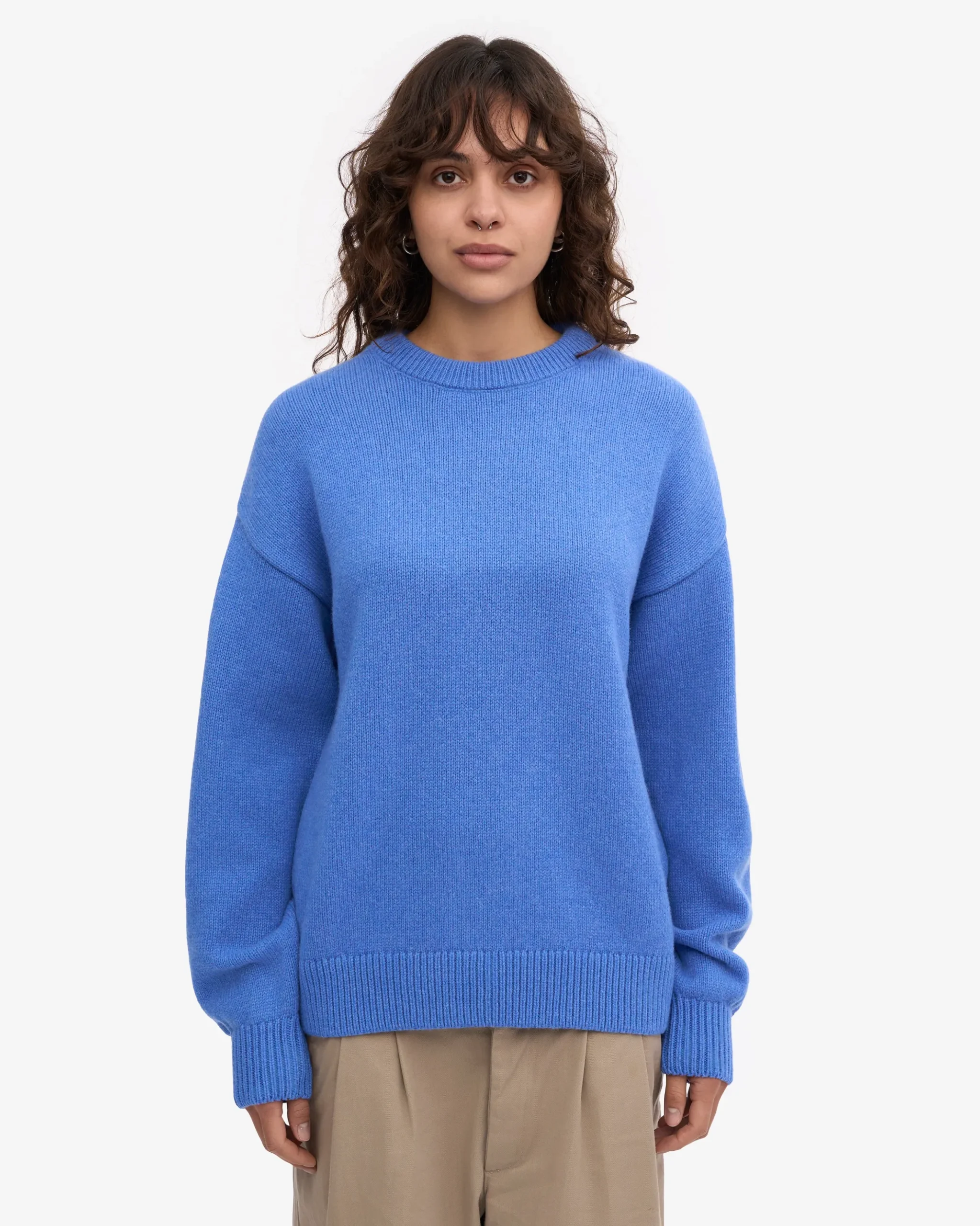 Oversized Merino Wool Crew - Pacific Blue
