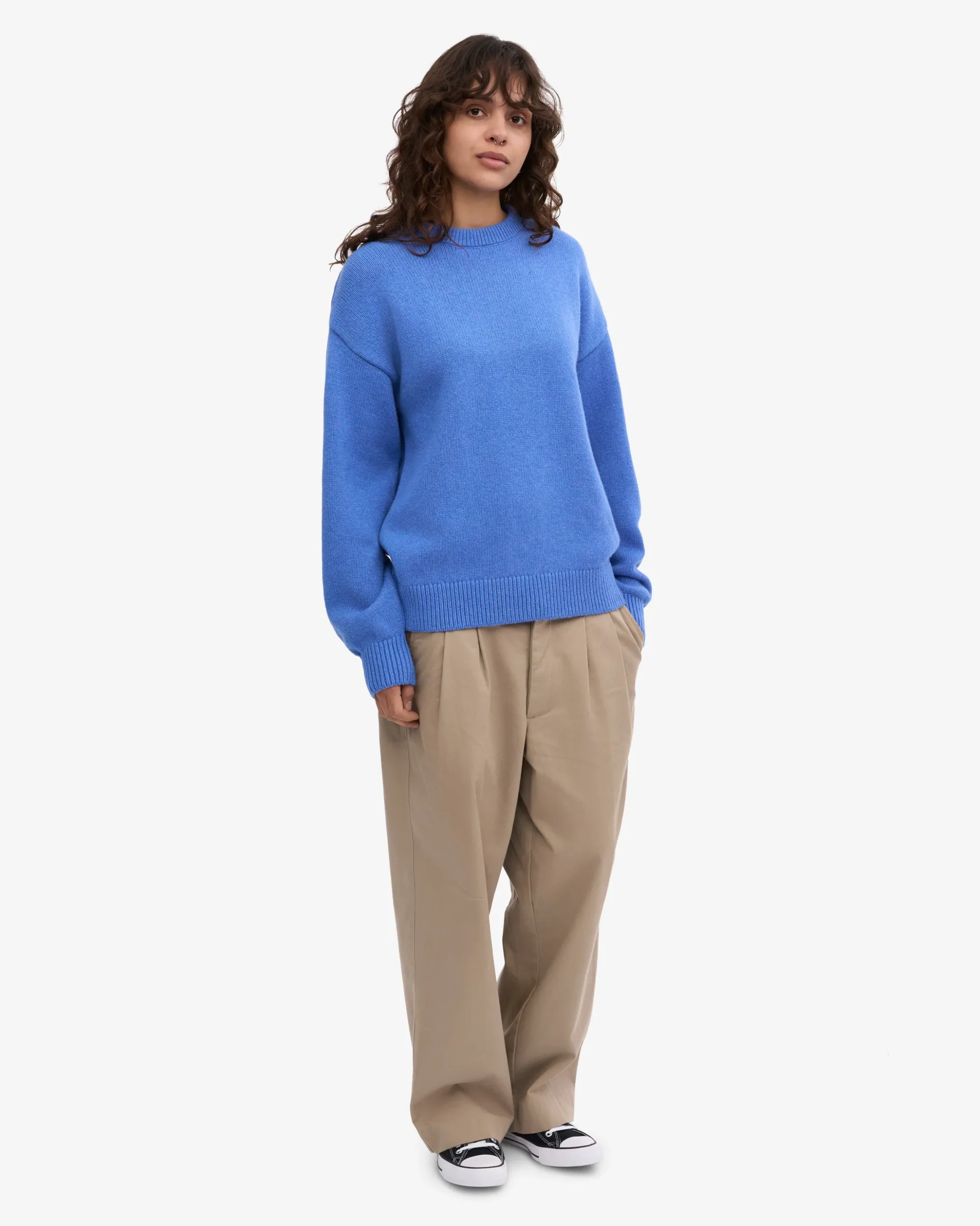 Oversized Merino Wool Crew - Pacific Blue