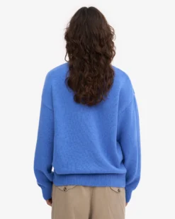 Oversized Merino Wool Crew - Pacific Blue