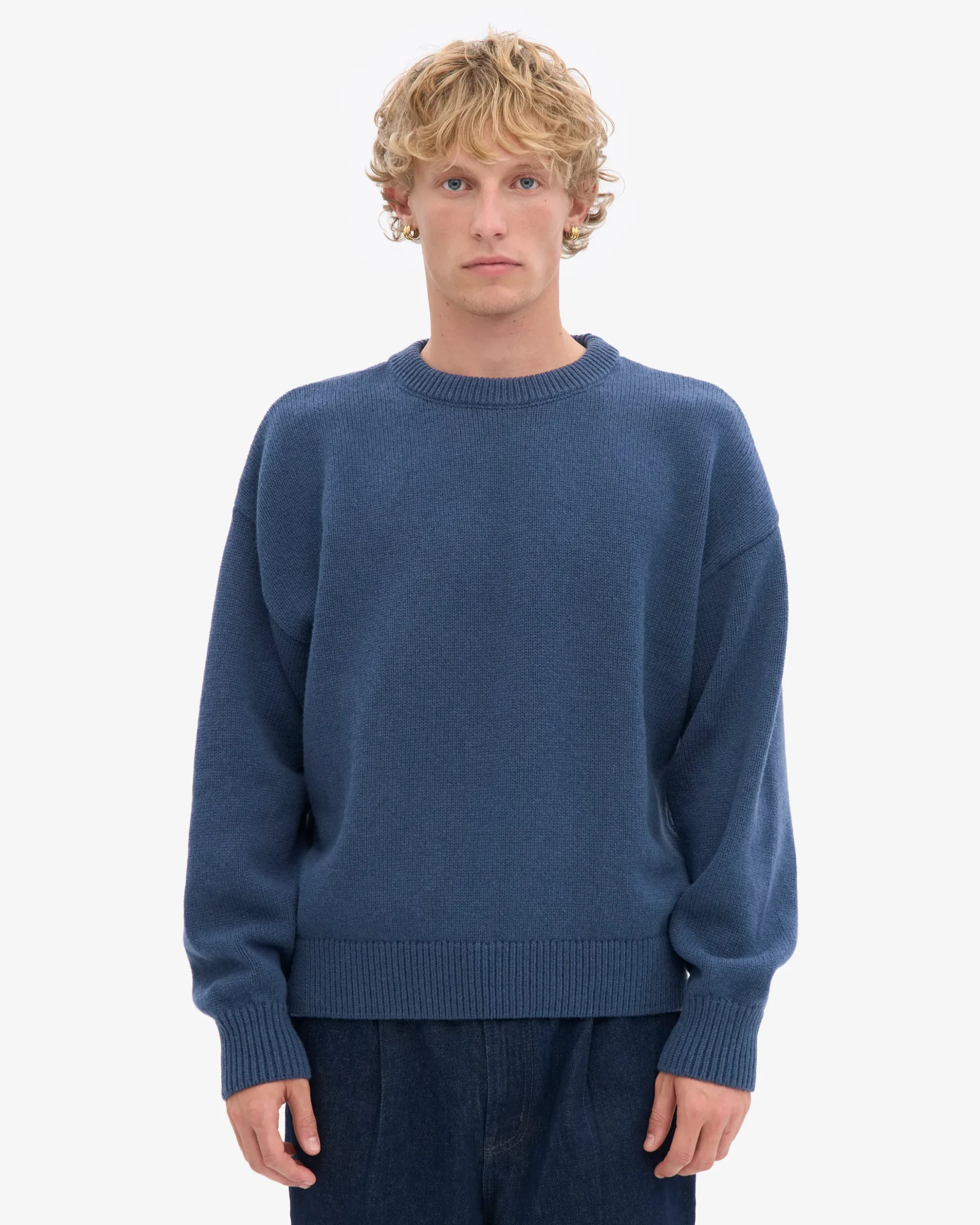 Oversized Merino Wool Crew - Petrol Blue