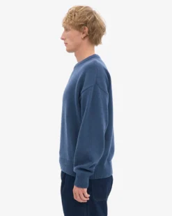 Oversized Merino Wool Crew - Petrol Blue