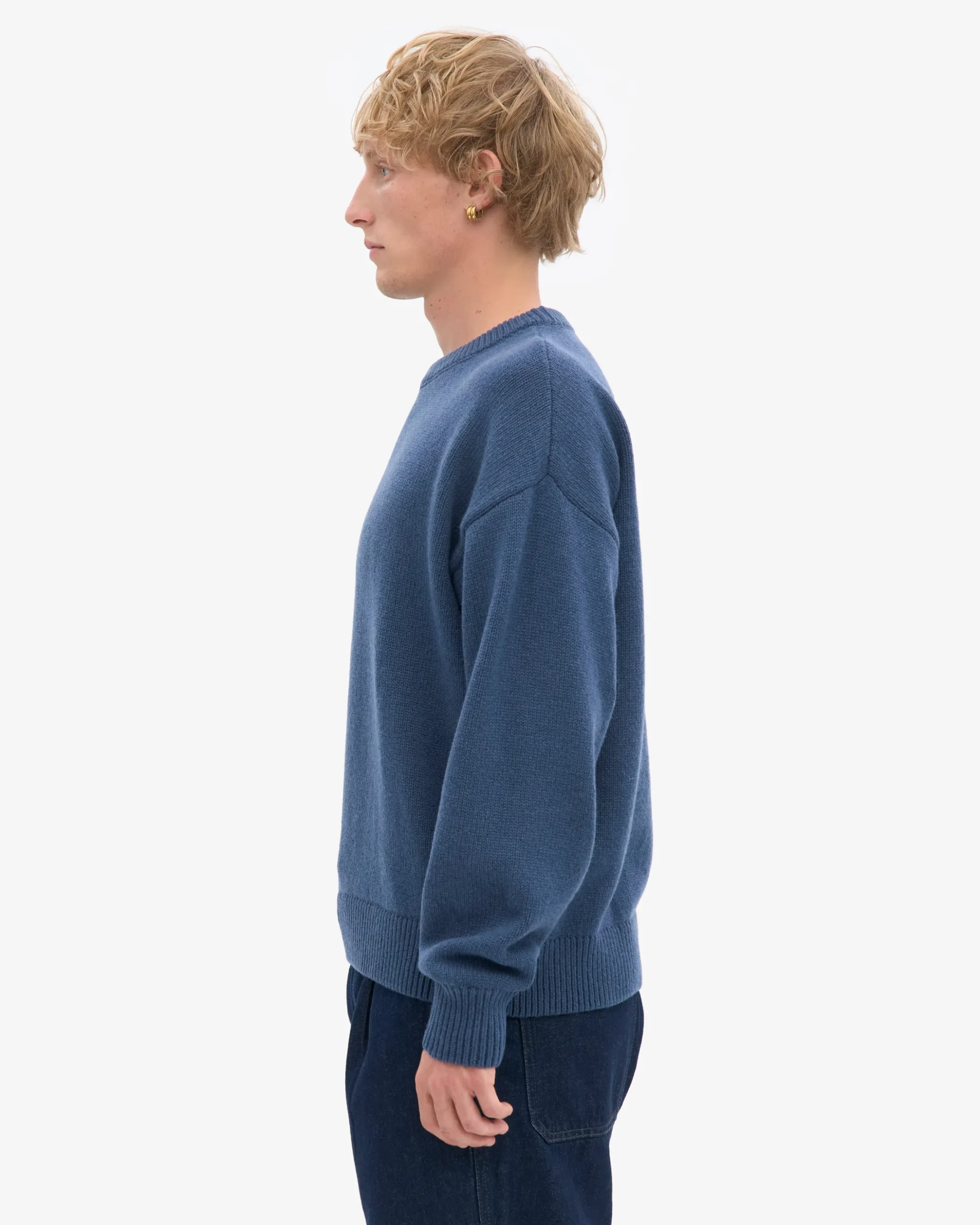 Oversized Merino Wool Crew - Petrol Blue