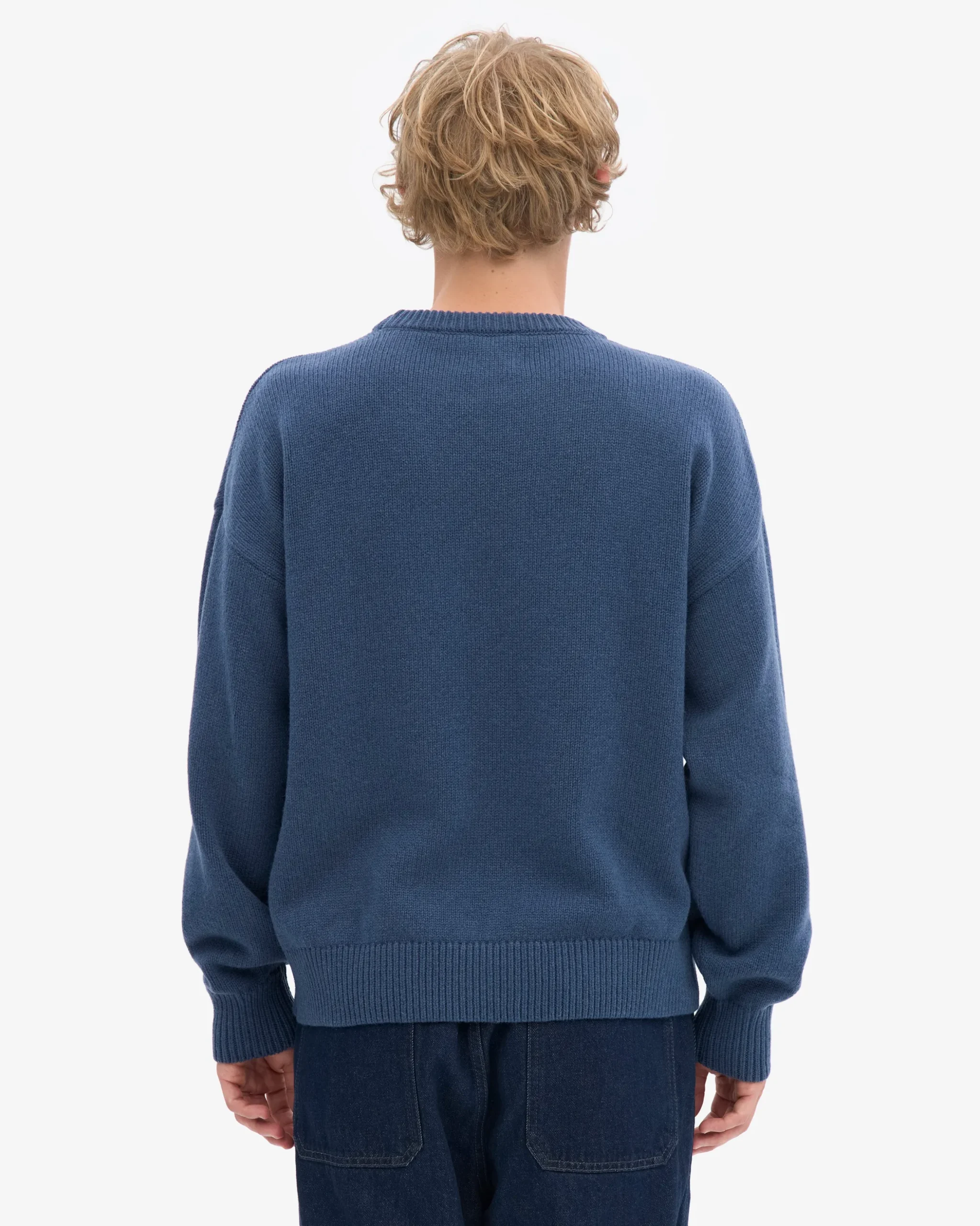 Oversized Merino Wool Crew - Petrol Blue