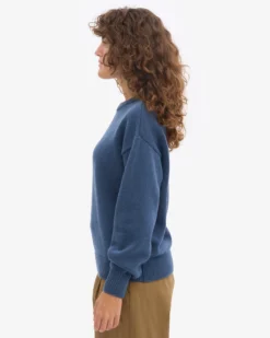 Oversized Merino Wool Crew - Petrol Blue