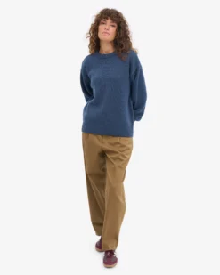Oversized Merino Wool Crew - Petrol Blue