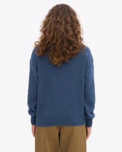 Oversized Merino Wool Crew - Petrol Blue