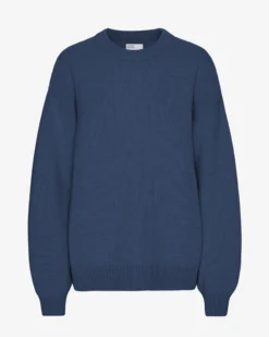 Oversized Merino Wool Crew - Petrol Blue