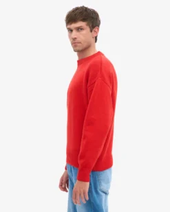 Oversized Merino Wool Crew - Red Tangerine