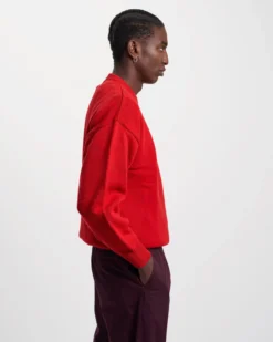 Oversized Merino Wool Crew - Scarlet Red