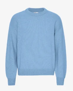 Oversized Merino Wool Crew - Seaside Blue
