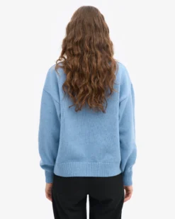 Oversized Merino Wool Crew - Seaside Blue