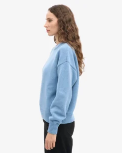 Oversized Merino Wool Crew - Seaside Blue