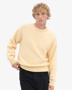 Oversized Merino Wool Crew - Soft Yellow