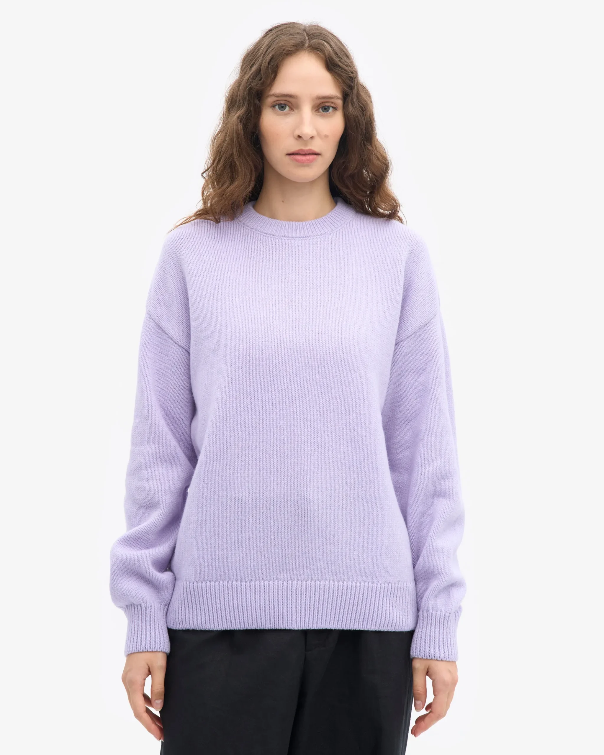 Oversized Merino Wool Crew - Soft Lavender