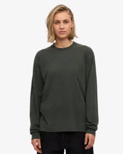Oversized Organic LS T-Shirt - Faded Khaki