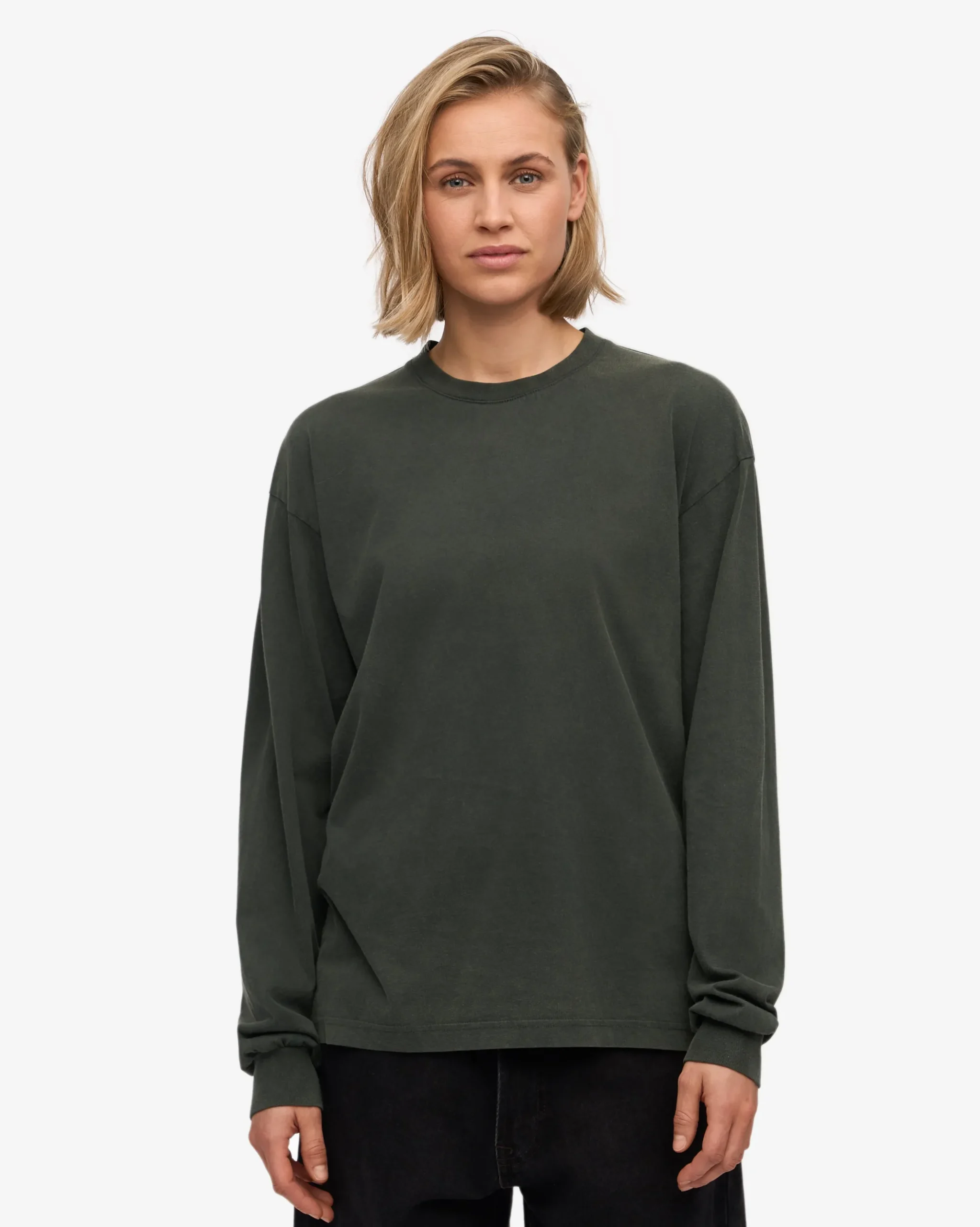 Oversized Organic LS T-Shirt - Faded Khaki