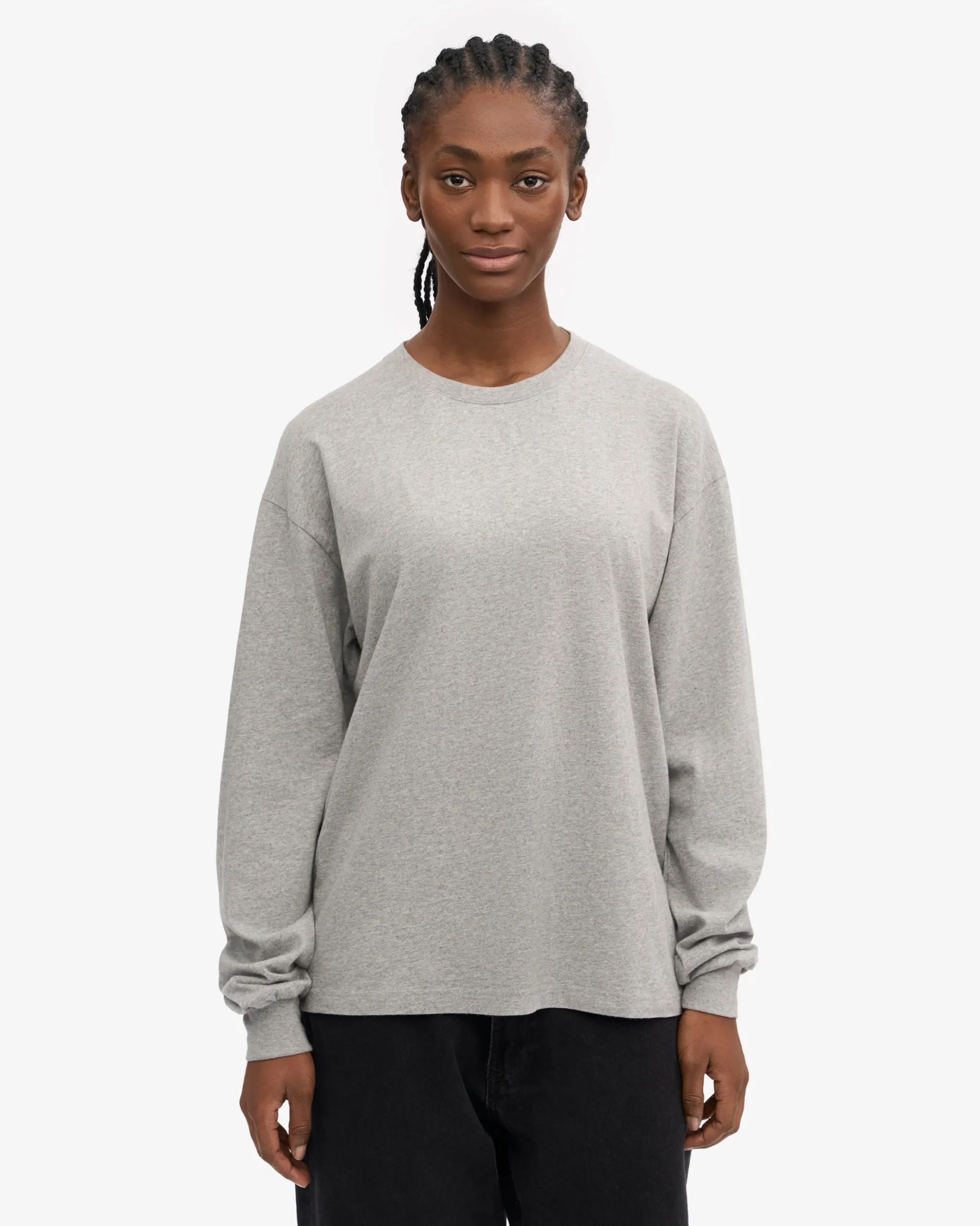 Oversized Organic LS T-Shirt - Heather Grey