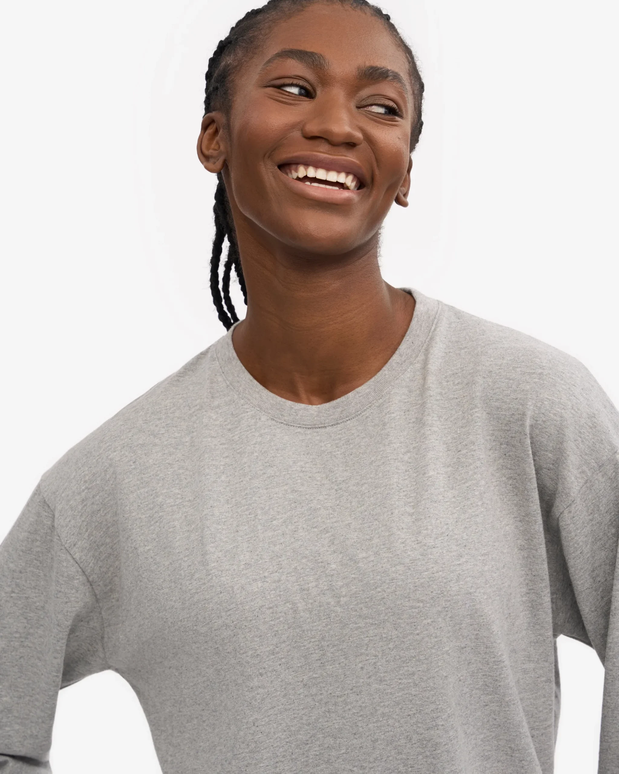 Oversized Organic LS T-Shirt - Heather Grey
