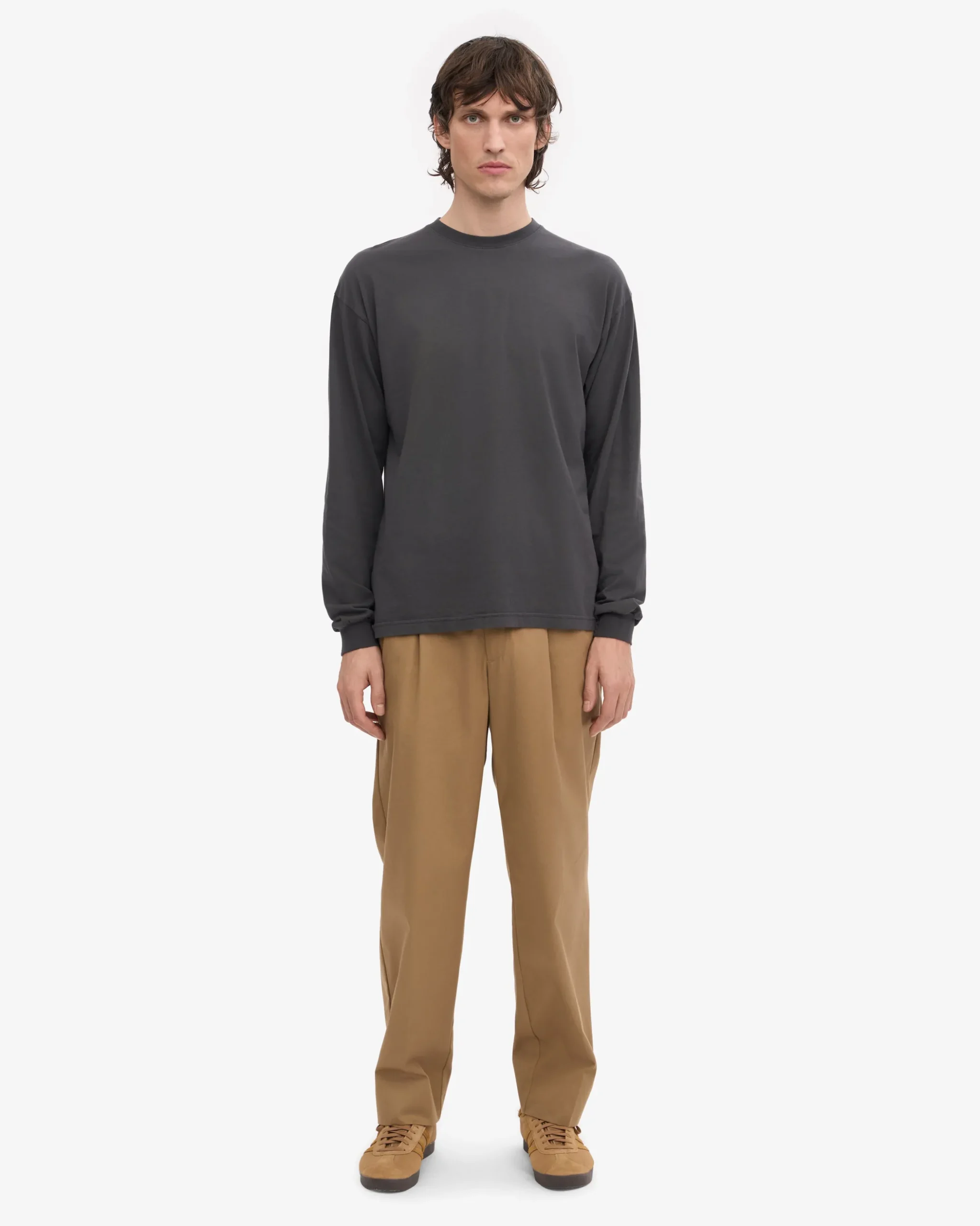 Oversized Organic LS T-Shirt - Lava Grey