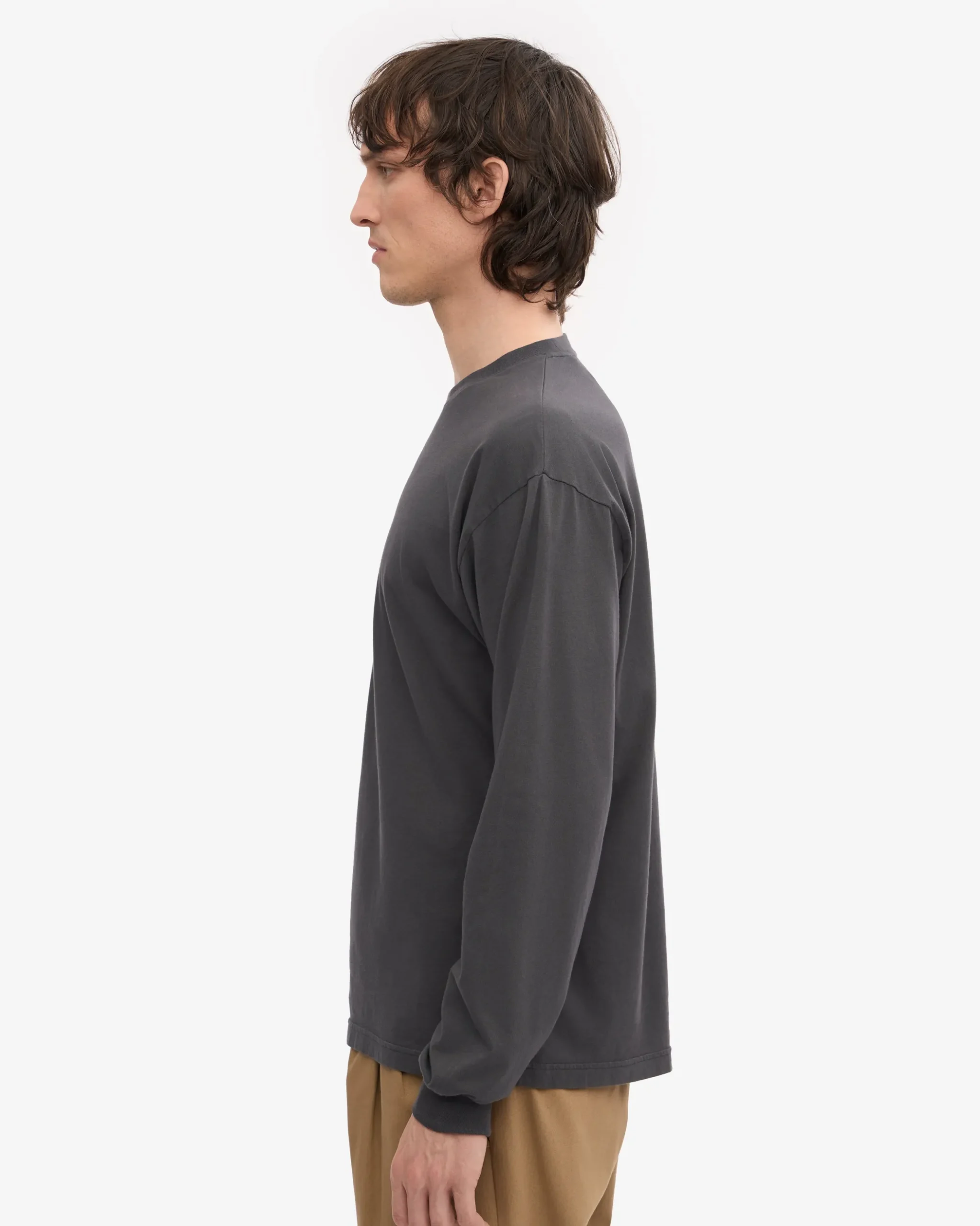 Oversized Organic LS T-Shirt - Lava Grey