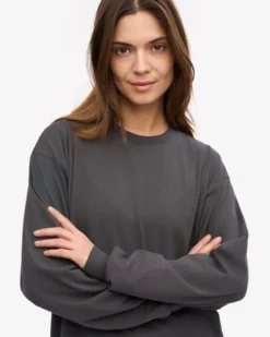 Oversized Organic LS T-Shirt - Lava Grey