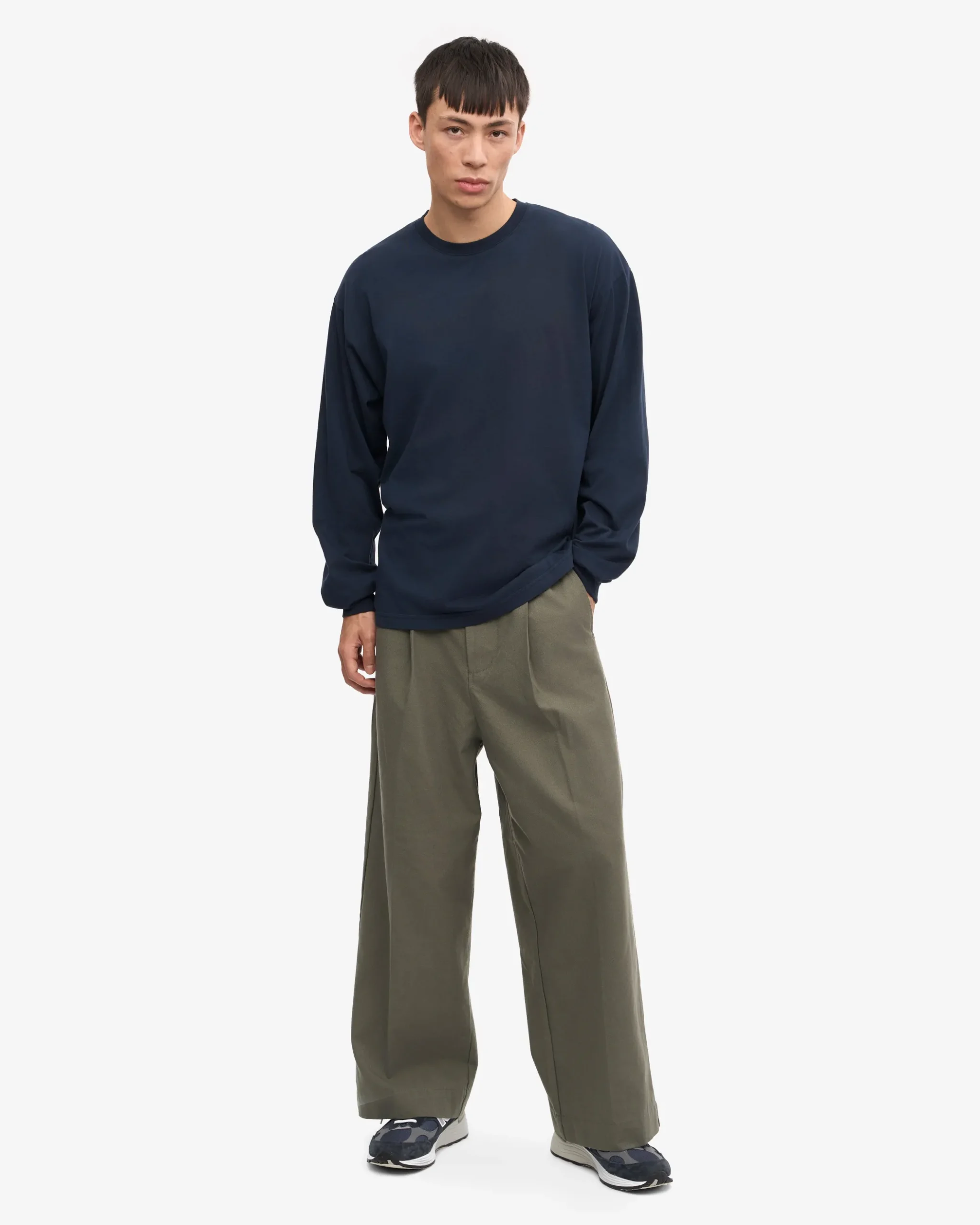 Oversized Organic LS T-Shirt - Navy Blue