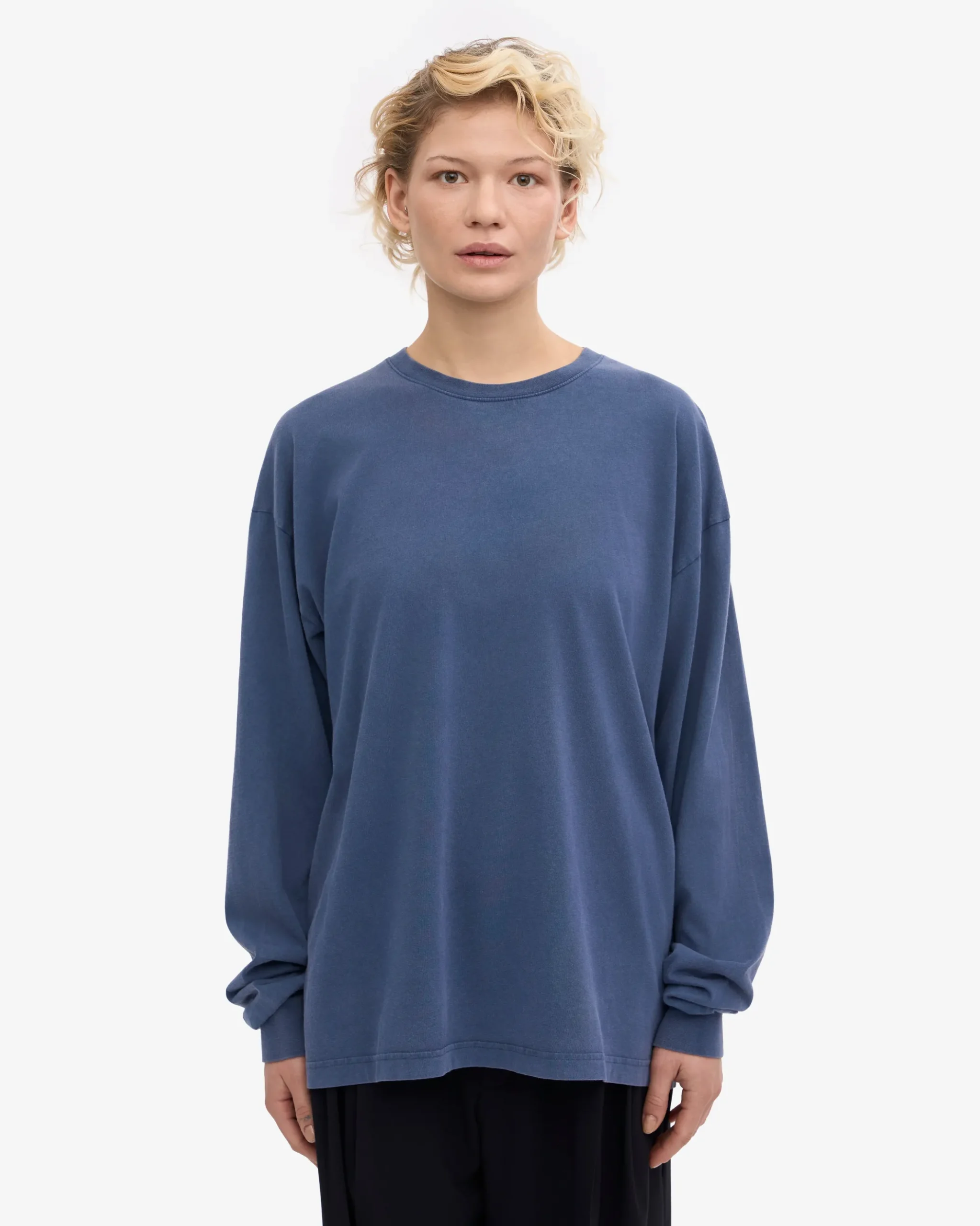Oversized Organic LS T-Shirt - Neptune Blue