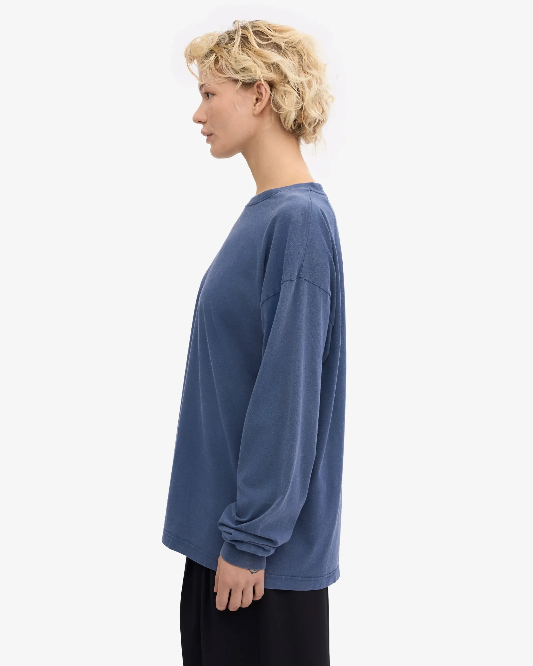 Oversized Organic LS T-Shirt - Neptune Blue