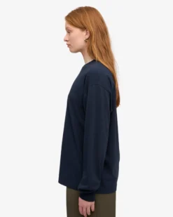 Oversized Organic LS T-Shirt - Navy Blue
