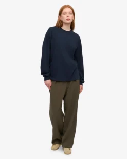 Oversized Organic LS T-Shirt - Navy Blue