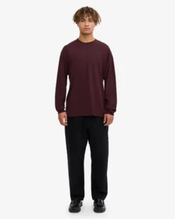 Oversized Organic LS T-Shirt - Oxblood Red