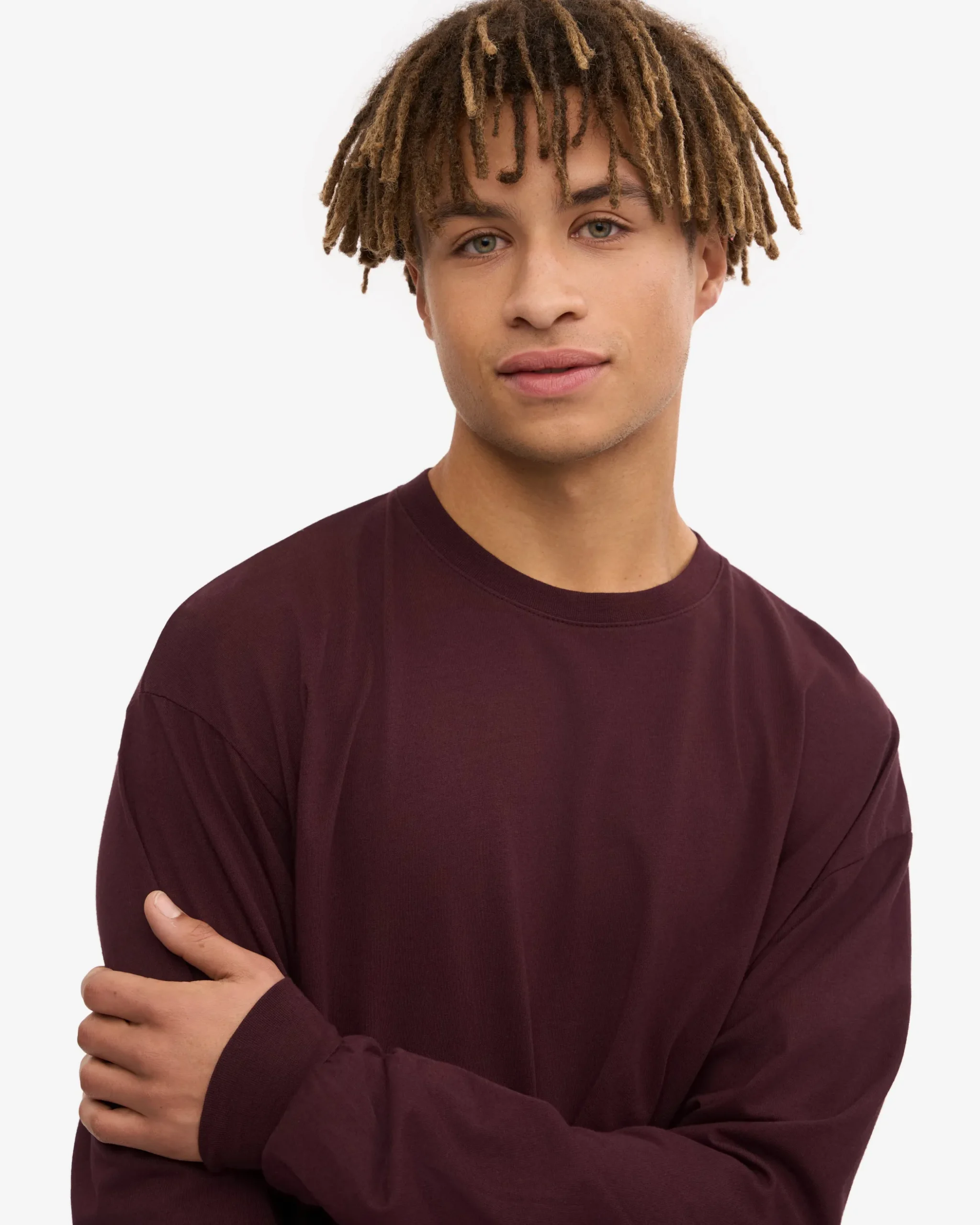 Oversized Organic LS T-Shirt - Oxblood Red